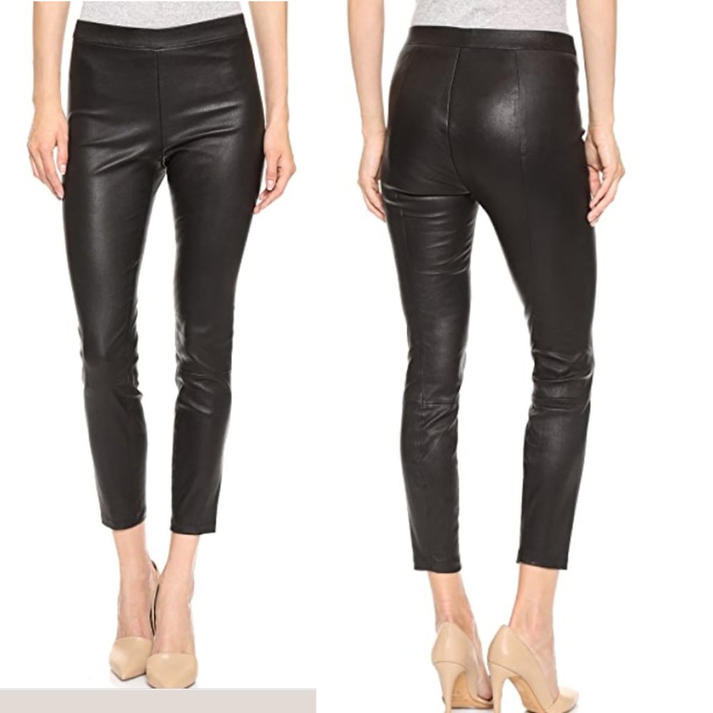 Vince Cropped Leather Leggings 100% Leather
